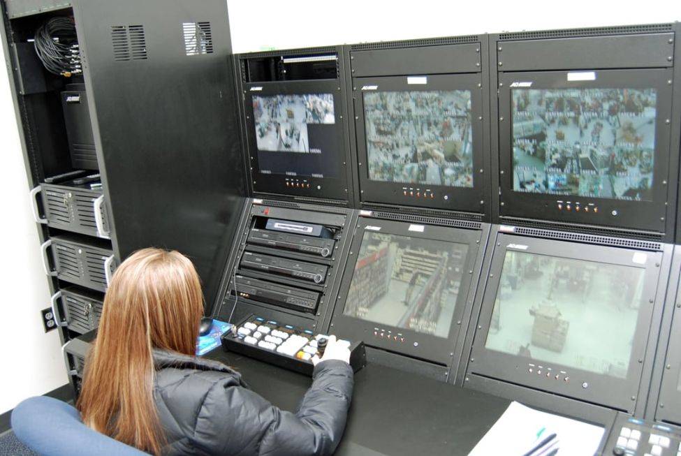 lady monitoring cameras